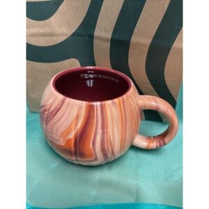 Starbucks 2025 Fall Halloween Orange Cream Marbled Pumpkin Ceramic Mug 12 oz